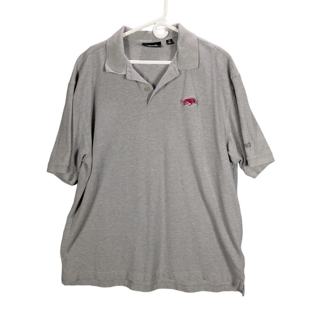Razorbacks Shirt Mens XXL Gray Ashworth Polo Embroidered logo Arkansas Preppy